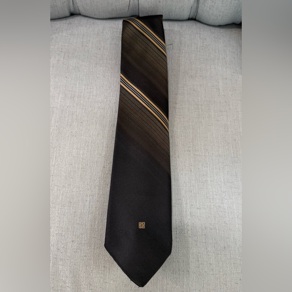 Givenchy Vintage‎ Black and Brown Striped Tie